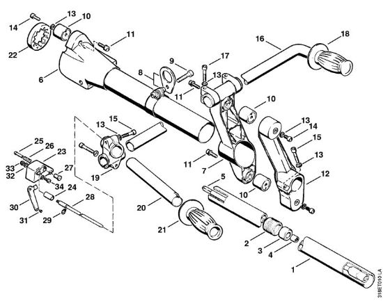 Drive tube assembly, Support tube, Handlebar Clearing saws (FS) FS 202 Stihl