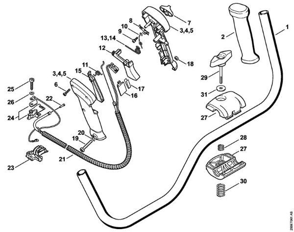 Handlebar, Control handle Clearing saws (FS) FS 300 Stihl