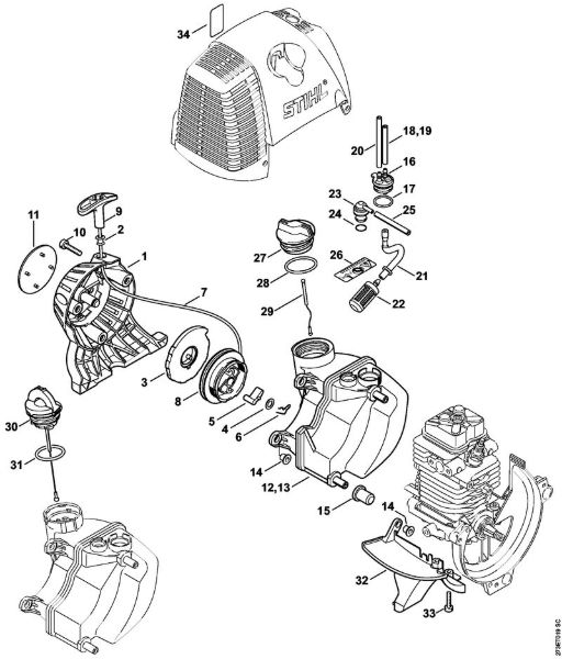 Rewind starter, Fuel tank Clearing saws (FS) FS 310 Stihl