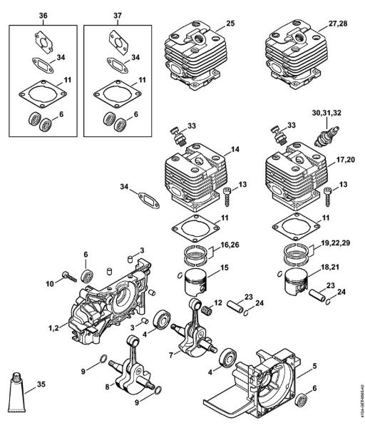Crankcase, Cylinder Clearing saws (FS) FS 350 Stihl