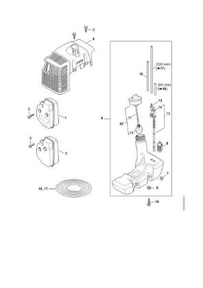 Picture of Muffler, Shroud, Fuel tank FS 350