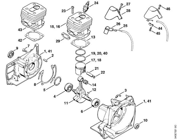 Crankcase, Cylinder Clearing saws (FS) FS 360 Stihl