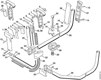 Handlebar, Control handle    20 355 198 Clearing saws (FS) FS 360 Stihl