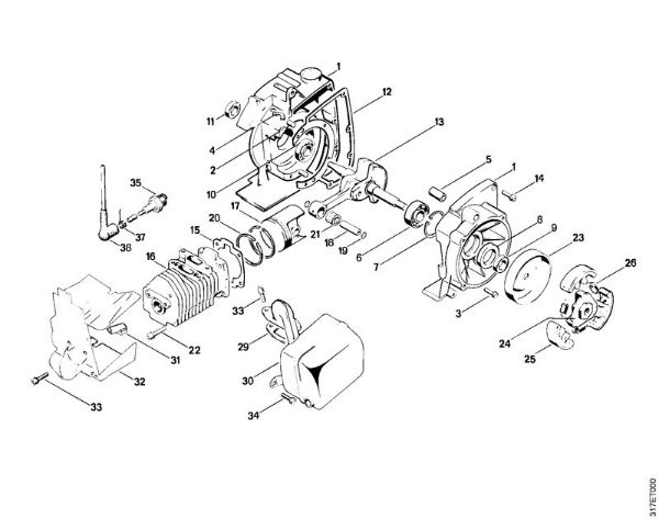 Crankcase, Cylinder, Clutch Clearing saws (FS) FS 410 (4110) Stihl