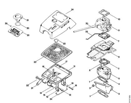 Filter housing, Air filter Clearing saws (FS) FS 410 (4110) Stihl