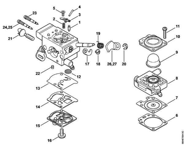 Carburetor WTF-10, WTF-11, WTF-5, WTF-6 Clearing saws (FS) FS 410 C-E Stihl