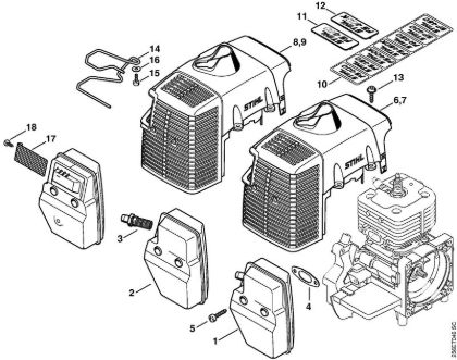 Muffler, Shroud Clearing saws (FS) FS 450-K Stihl