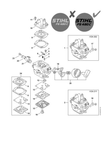 Picture of Carburetor HDA-302, HDA-311 FS 490 C-EM W