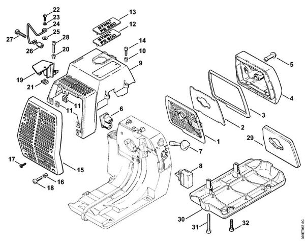 Air filter, Shroud Clearing saws (FS) FS 500 Stihl