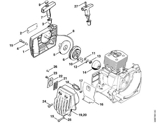 Rewind starter, Muffler Clearing saws (FS) FS 500 Stihl