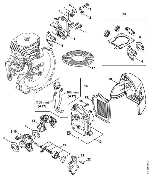 Spacer flange, Air filter, Filter housing Clearing saws (FS) FS 510 C-EM Stihl