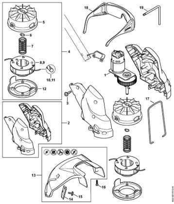 Electric motor, Cutting head Cordless trimmers (FSA) FSA 56 Stihl