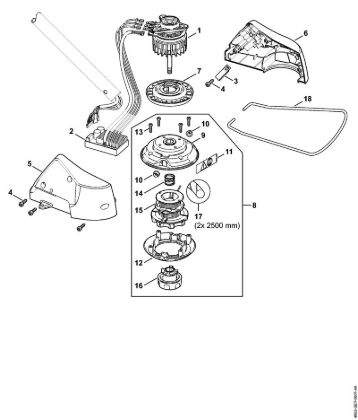 Electric motor, Cutting head Cordless trimmers (FSA) FSA 85 Stihl