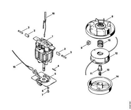 Electric motor, Cutting head Electric trimmers (FE, FSE) FE 40 Stihl