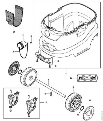 Container, Filter bag Vacuum cleaners (SE) SE 133 ME Stihl