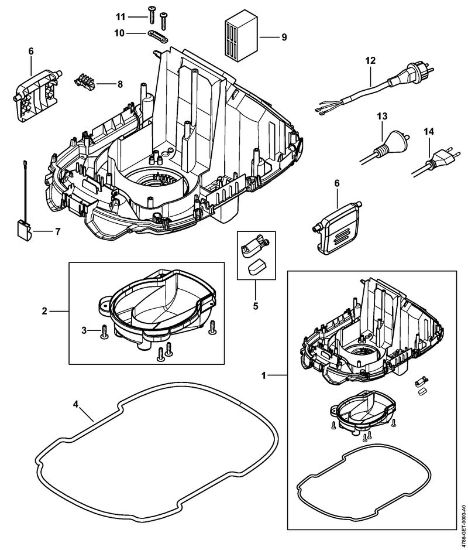 Motor housing lower, Connecting cable Vacuum cleaners (SE) SE 133 ME Stihl