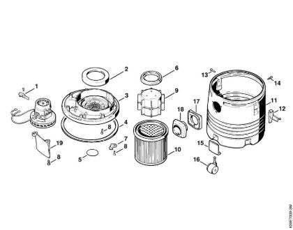 Electric motor, Filter, Container (12.93) Vacuum cleaners (SE) SE 80 Stihl