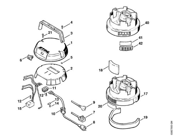Machine cover, Motor housing Vacuum cleaners (SE) SE 80 Stihl