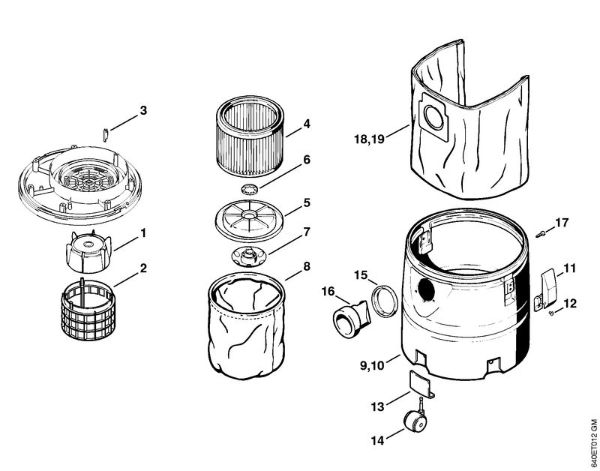 Filter, Container Vacuum cleaners (SE) SE 90 Stihl