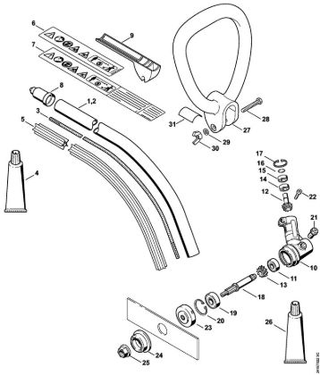 Drive tube assembly, Loop handle, Gear head FC 55 FC 55 brand Stihl