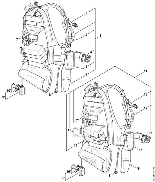Carrying system, Control unit ASA 85 ASA 85 Cordless lopping shears brand Stihl