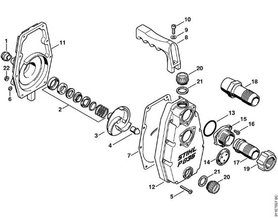Pump housing P 835 P 835, P 840 P 835 brand Stihl