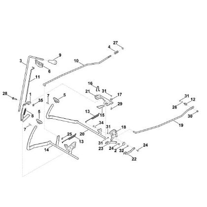 Picture of I - Brake, Parking brake, Control lever RT 4097.0 SX
