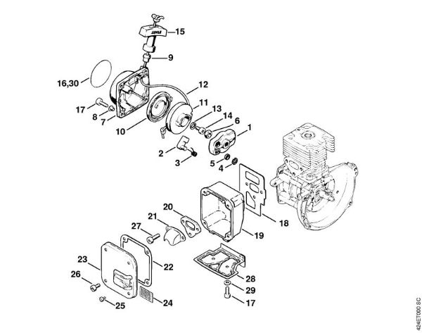 Rewind starter, Muffler BT 106 BT 106 brand Stihl