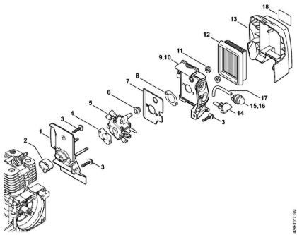 Carburetor housing, Air filter BT 121 BT 121 brand Stihl