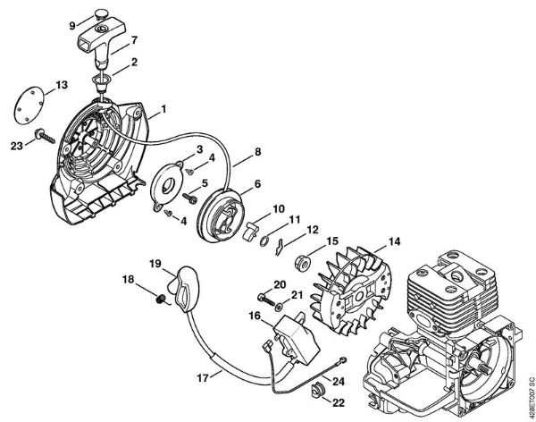 Rewind starter, Ignition system BT 121 BT 121 brand Stihl