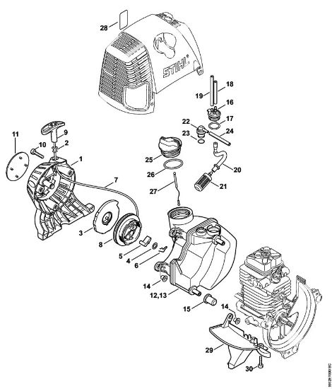 Rewind starter, Fuel tank BT 130 BT 130 brand Stihl