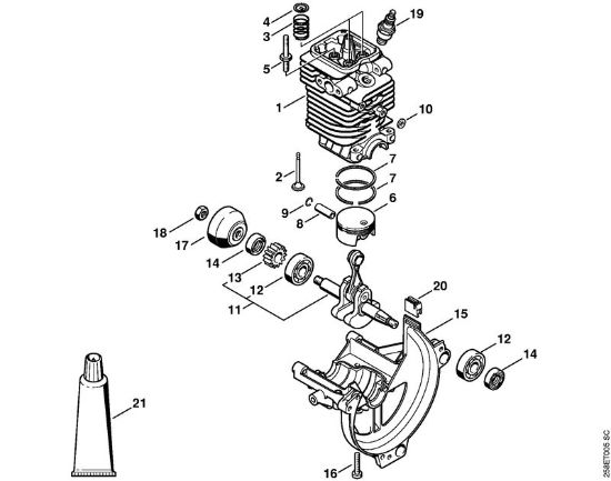 Cylinder, Engine pan BT 130 BT 130-Z brand Stihl