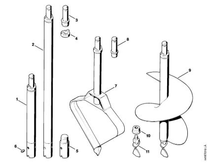 Shank extensions, Planting hole drill, Planting auger BT 308 BT 308 brand Stihl