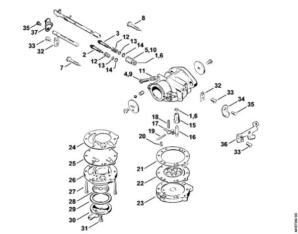 Carburetor LA-S168, LA-S221 BT 360 BT 360 brand Stihl