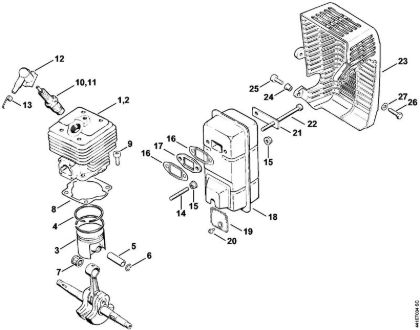 Cylinder, Muffler BT 360 BT 360 brand Stihl
