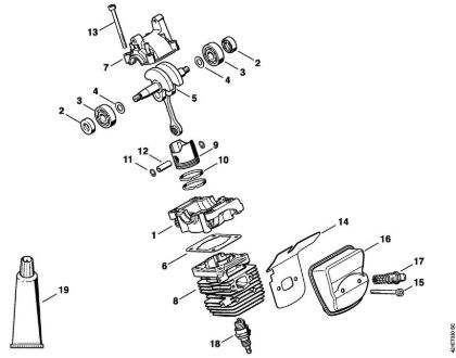 Crankcase, Cylinder, Muffler BT 45 BT 45-Z brand Stihl