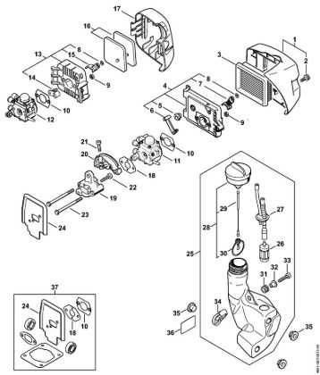 Air filter, Fuel tank MultiEngines (MM) MM 55 brand Stihl