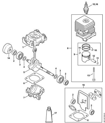 Crankcase, Cylinder MultiEngines (MM) MM 55 brand Stihl