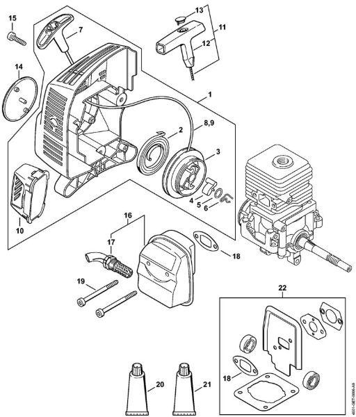Rewind starter, Muffler MultiEngines (MM) MM 55 brand Stihl
