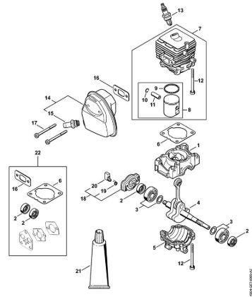Crankcase, Cylinder, Muffler MultiEngines (MM) MM 56 brand Stihl