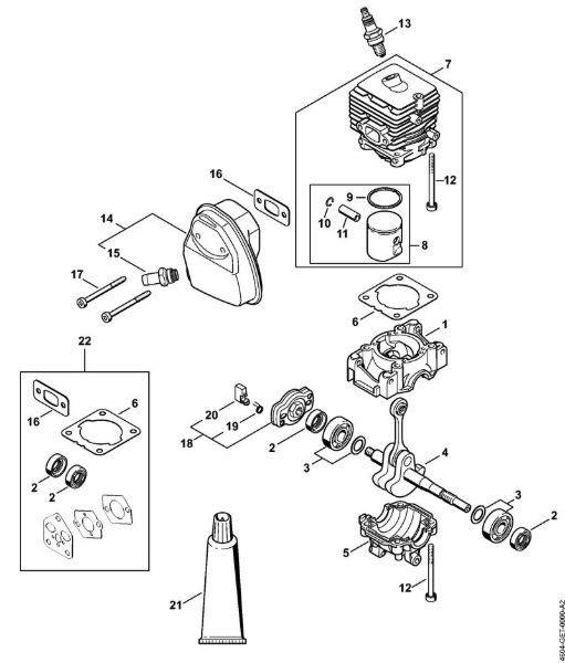 Crankcase, Cylinder, Muffler MultiEngines (MM) MM 56 brand Stihl