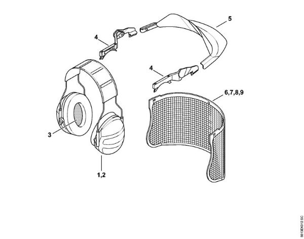Face shield - earmuff set etched metal Face shields and ear defenders Face shield/earmuff set, etched metal brand Stihl