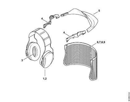 Face shield - earmuff set metal mesh -0506 Face shields and ear defenders Face shield/earmuff set, metal mesh brand Stihl