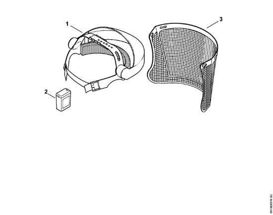 Face shield - earmuff set metal mesh -0512 Face shields and ear defenders Face shield/earmuff set, metal mesh brand Stihl
