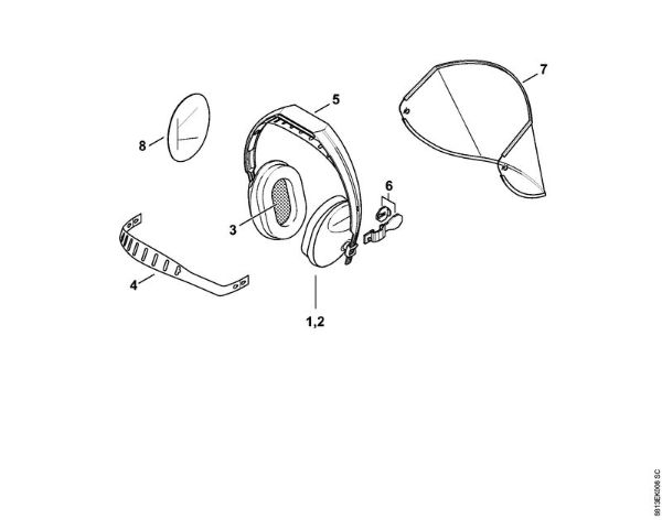 Face shield - earmuff set window -0503 Face shields and ear defenders Face shield/earmuff set, window brand Stihl