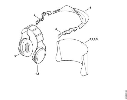 Face shield - earmuff set window -0508 Face shields and ear defenders Face shield/earmuff set, window brand Stihl