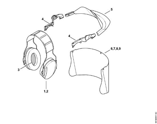 Face shield - earmuff set window -0508 Face shields and ear defenders Face shield/earmuff set, window brand Stihl