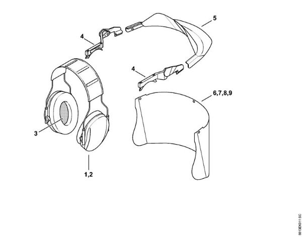 Face shield - earmuff set window -0508 Face shields and ear defenders Face shield/earmuff set, window brand Stihl