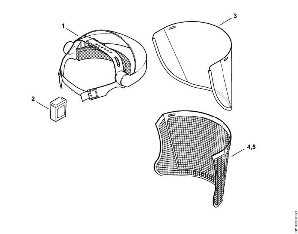 Face shield - earmuff set window -0510 Face shields and ear defenders Face/ear protection brand Stihl