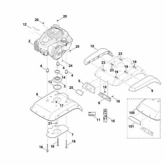 Picture of C - Motor/engine cover HB 445.1 R